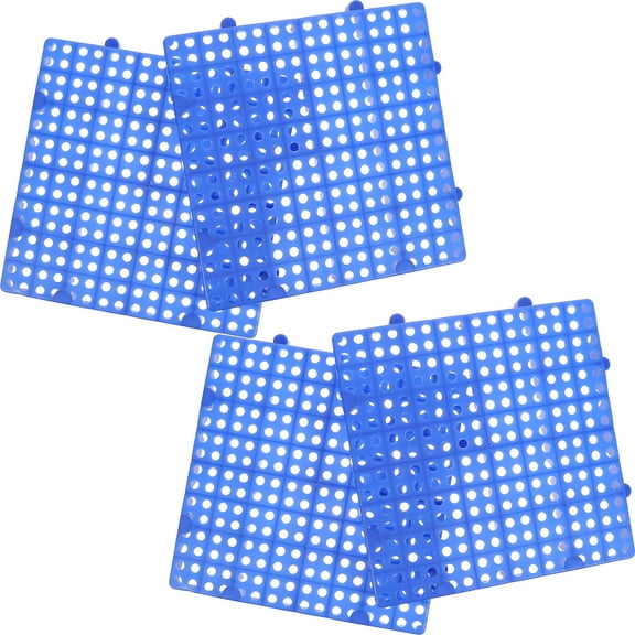 Milisten Plastic Patio Tiles Blue Interlocking Design 4Pcs 11.8x11.8x1.2in