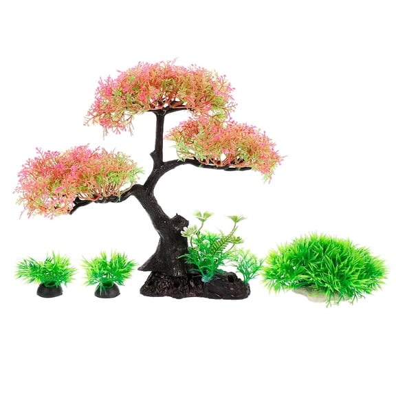 Milisten 4 Pcs Large Simulated Water Plants Set Fish Tank Decor 12X7X25CM Red