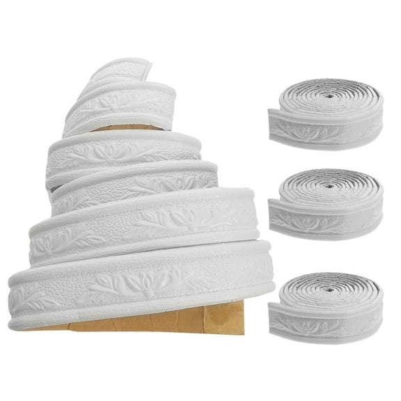 Milisten 4 Rolls of Stick on Crown Molding White Foam for Decorative Touch