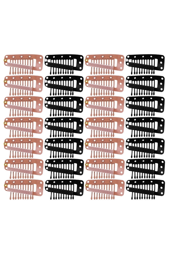 40Pcs Metal Hair Extension Clips with Teeth for Secure, , Windproof Wig Use in Assorted Colors