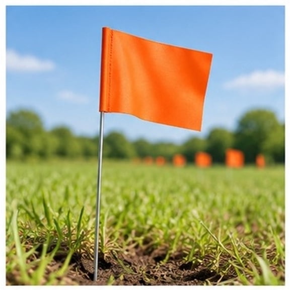 Milisten 40Pcs Orange Outdoor Marking Flags with Steel Wire, Weather Resistant for Ground Marking