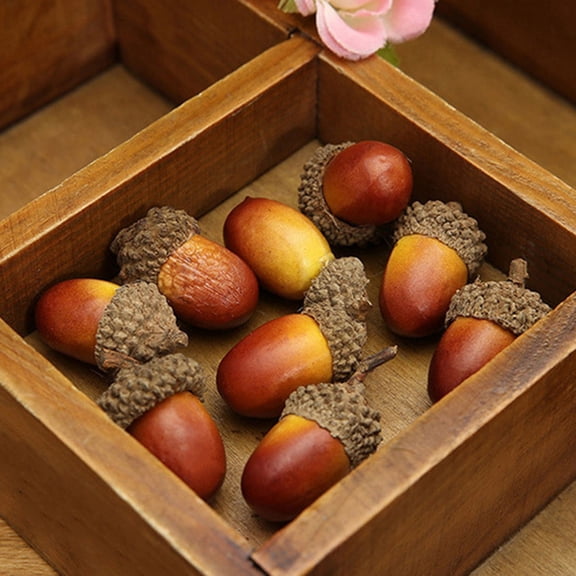 Milisten 40 Pieces Brown Artificial Acorns for Thanksgiving, Christmas, Wedding, and Seasonal Home Decoration