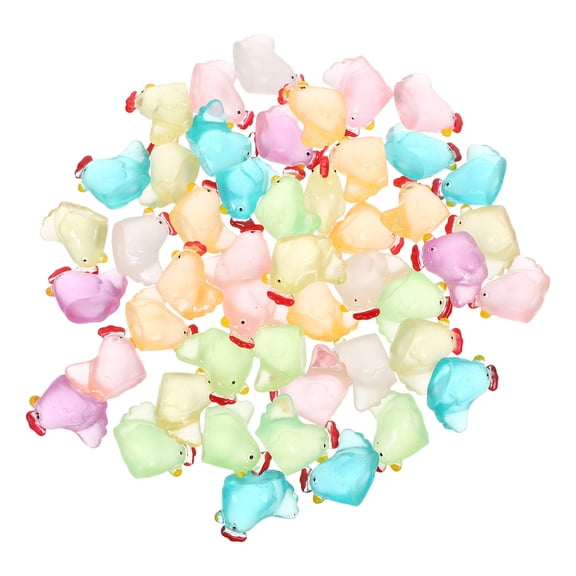 Milisten 48PCS Luminous Mini Chick Figures Resin Multi Animal Decor for DIY Crafts