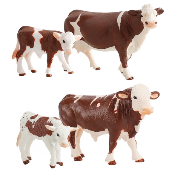 Milisten 4PCS Toy Cow Suit Playset White PVC Animal Figurines for Children Playtime