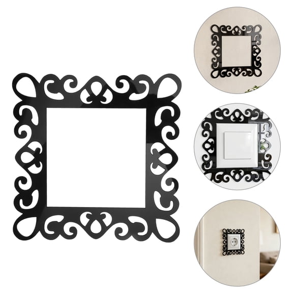 Milisten 4Pcs Black Acrylic Mirror Switch Stickers Self Adhesive Light Switch Covers for Home