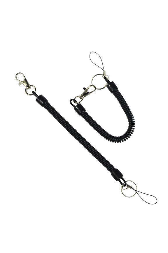 4Pcs Flexible Spring Key Holder Black Retractable Keychain for Everyday Use