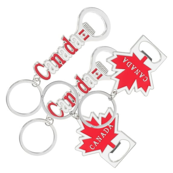 Milisten 4-Piece Maple Leaf Keychain Set with Canada Flag Design and Metal Bottle Opener, Durable and Stylish