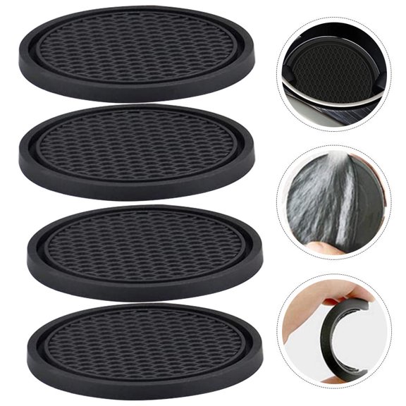 Milisten Heat Insulation Black PVC Drink Coasters for Home and DIY 4Pcs