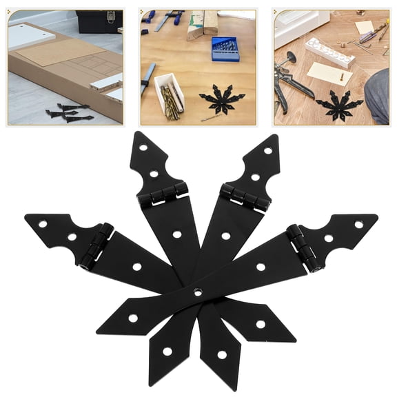Milisten 4-Pack Heavy Duty Black Metal Barn Door Hinges with Decorative Arrow Strap for Wood Gates and Outdoor Use