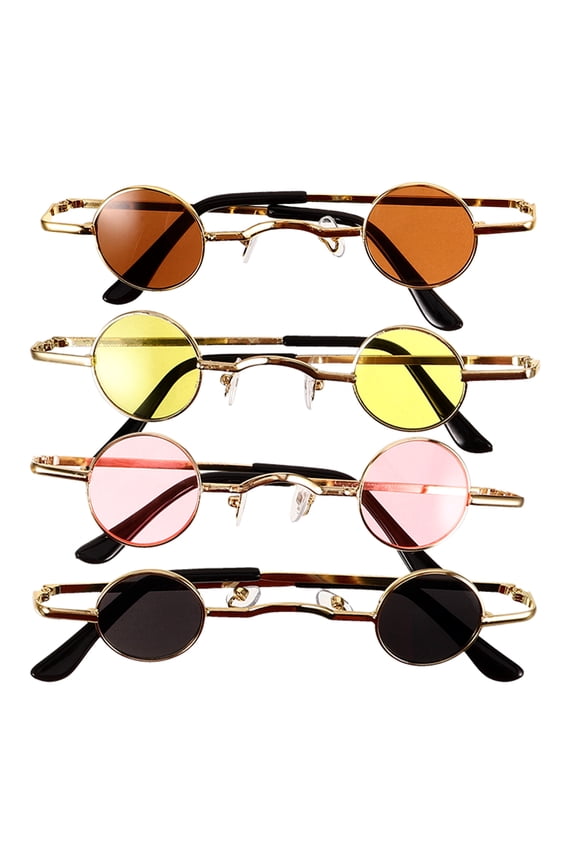 4Pcs Trendy Round Sunglasses Assorted Color Lightweight Sunglasses for Beach and Vacation