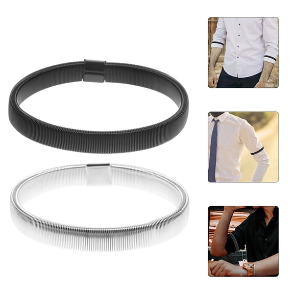 Milisten 4Pcs Metal Arm Bands for Men Elastic Sleeve Garters with Non Slip Design Assorted Colors