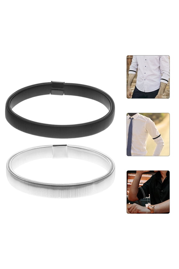 4Pcs Metal Arm Bands for Men Elastic Sleeve Garters with Non Slip Design Assorted Colors