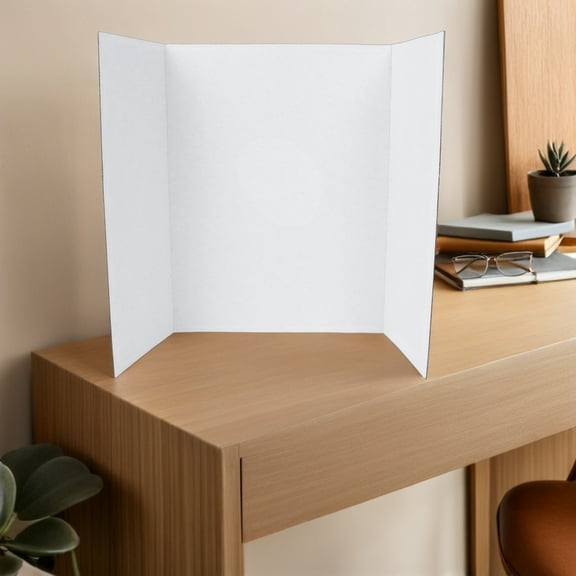 Milisten White Trifold Display Board Corrugated Cardboard for DIY Projects Smooth Surface