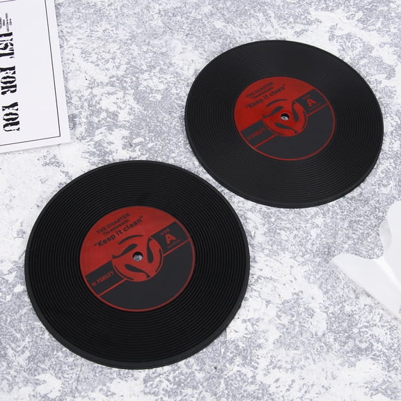 Milisten Red Vinyl Record Coasters Creative Retro Kitchen Placemat 4Pcs