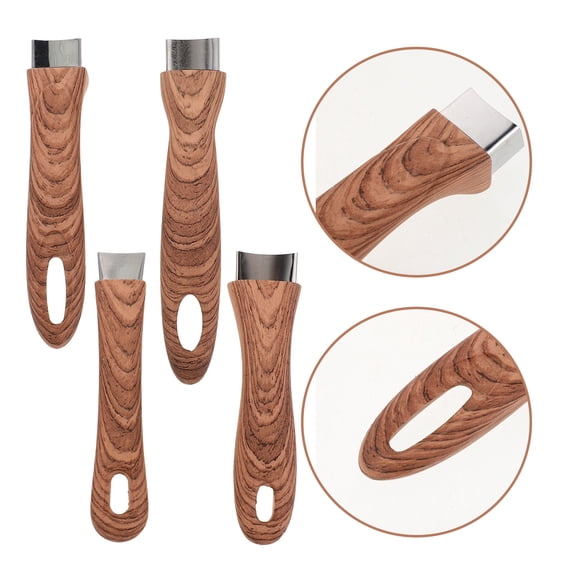 Milisten 4Pcs Replacement Wooden Handle for Cookware Universal Detachable Long Grip Heat Resistant Design