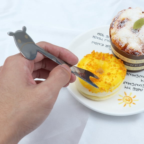 Milisten 4Pcs Reusable Stainless Steel Fruit Forks with White Giraffe Handles Ideal for Home and Cafe Use