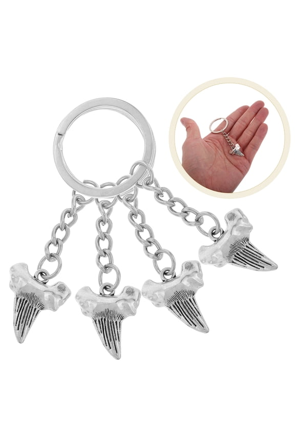 4-Pack Tooth Keychain Set, Alloy Beach Themed Bag Charms and Pendants, Portable Accessories