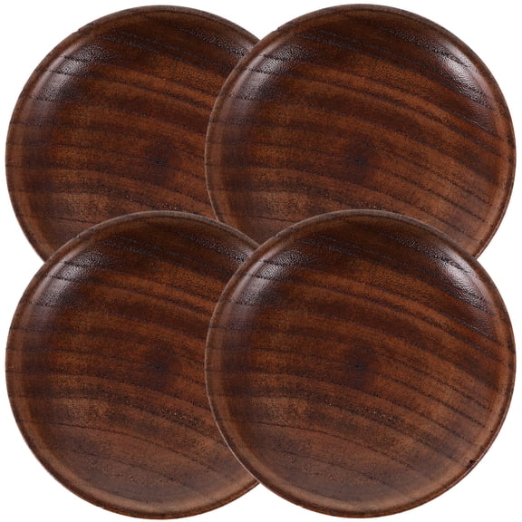 Milisten 4Pcs Soy Sauce Seasoning Dish Light Brown Wooden Tableware for Picnic Use