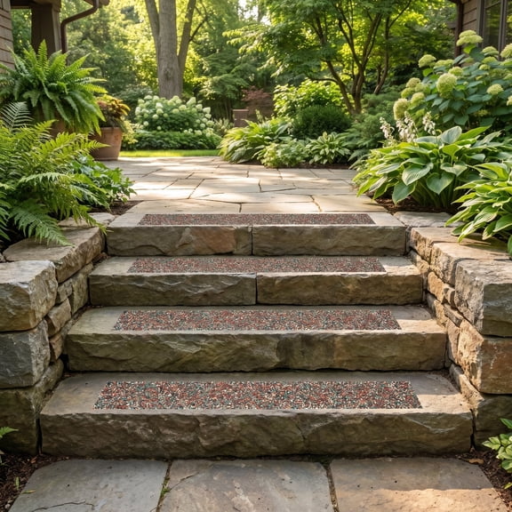 Milisten 4-Pack Weatherproof Anti-Skid Stair Treads with Rubber Granules for Wood and Concrete Steps