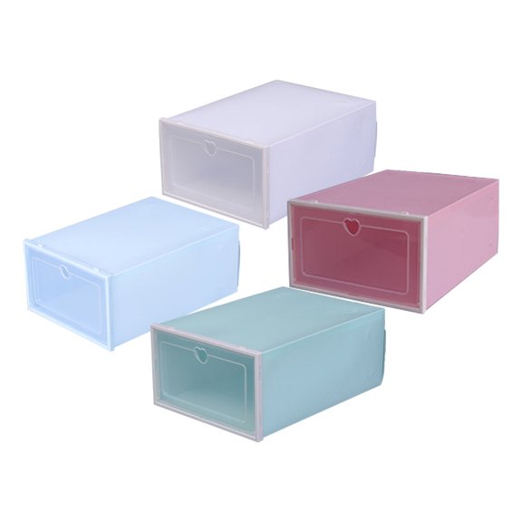 Milisten 4Pcs White Green Shoe Storage Bins Plastic Environmental Protection Material Shoe Organiser