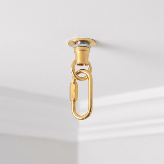 Milisten 4Set Vintage Golden Pendant Light Hanging Loops with Oval Quick Link for Fixture Mounting