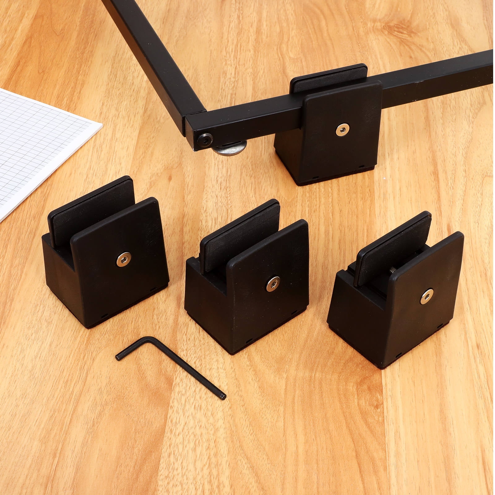 Milisten 4-Pack Black Metal Desk Leg Risers with Protective Floor Pads ...