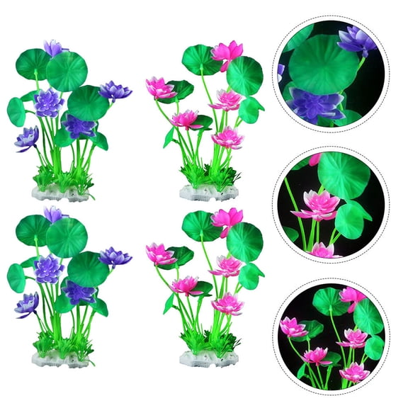 Milisten Resin Lotus Flower Aquarium Decoration, 4pcs Set for Freshwater and Fish Tanks
