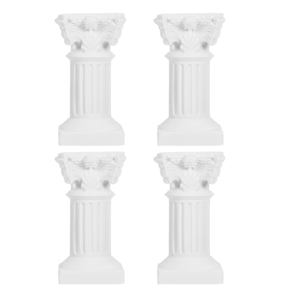 Milisten Classical White Resin Roman Column Candlesticks for Home and Outdoor Decor, 4Pcs