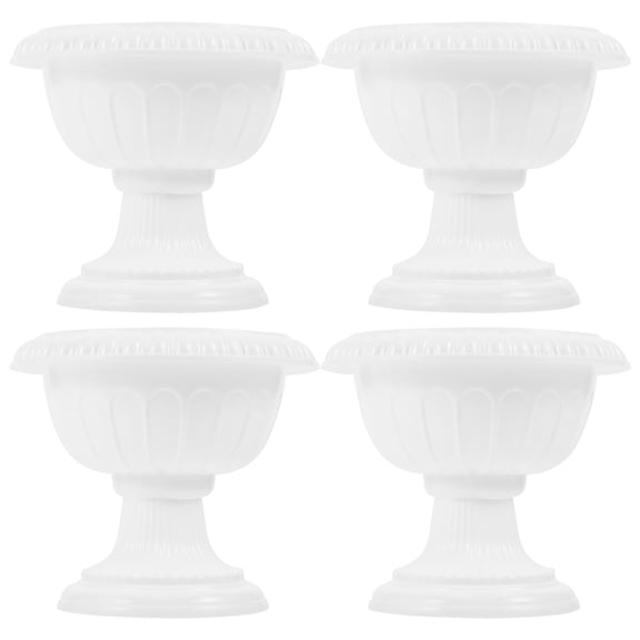 Milisten 4pcs White Plastic Plant Pots Style Urn for Indoor Outdoor Garden Decor