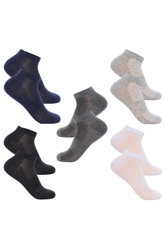5 Pairs Ankle Socks Mens Light Gray Climbing Athletic Use