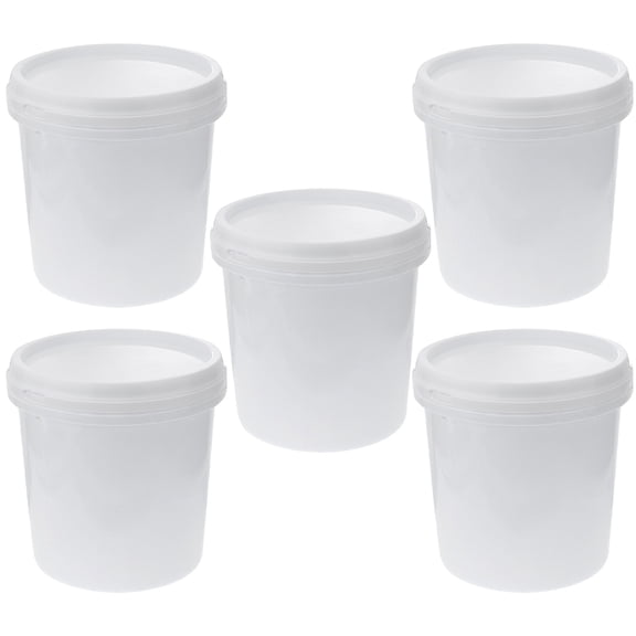 TEHAUX 5Pcs Thickened White Plastic Bucket Portable Storage Container