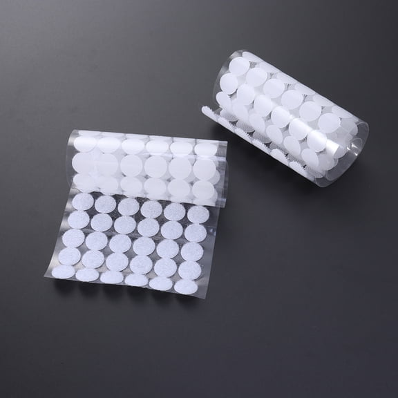 Milisten 50Pairs White Round Dot Tape Hook Tape Polyester Nylon Adhesive