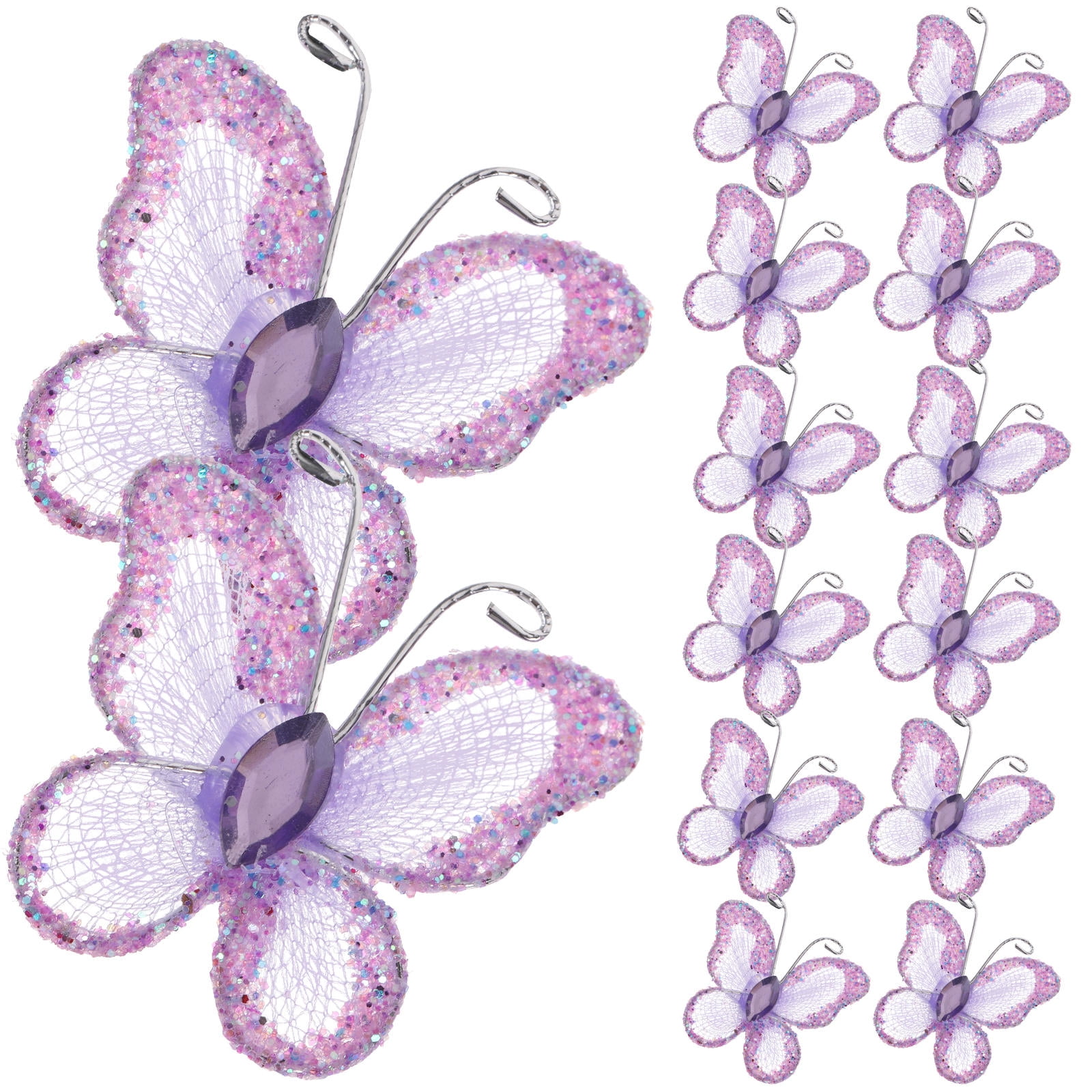 Zonon 60 Pcs Colorful Butterflies For Crafts – Sheer Mesh Glitter Butterflies With Gems, 2 Sizes 4 thumbnail image