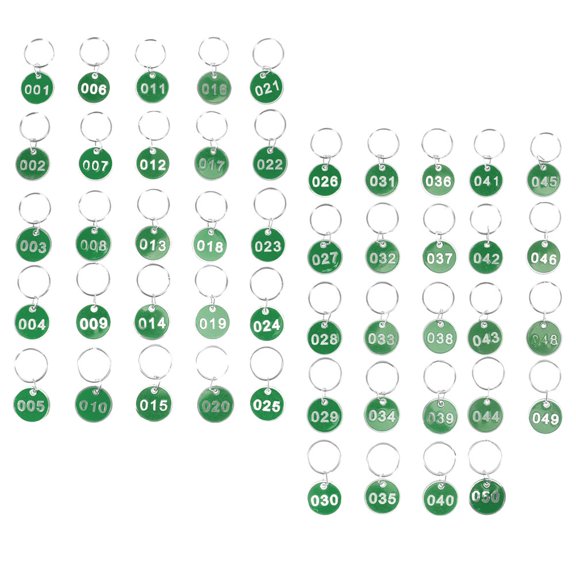 Milisten 50Pcs Green Aluminum Alloy Hanging Key Tags Numbered Design For General Users