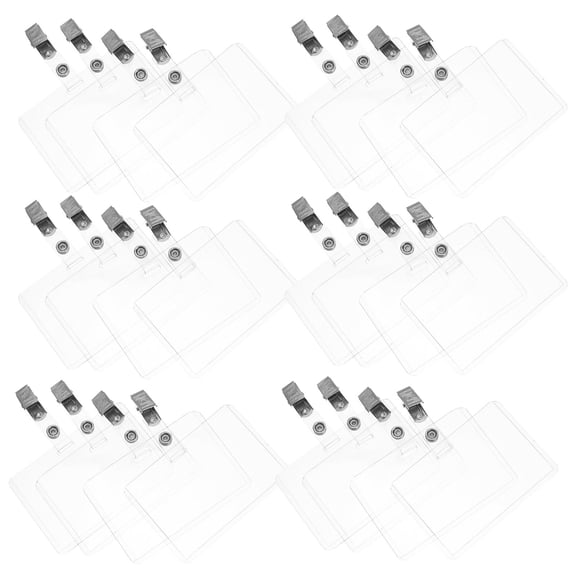 Milisten 50Sets Transparent Waterproof Plastic Badge Holder Clear Double Sided Id Case