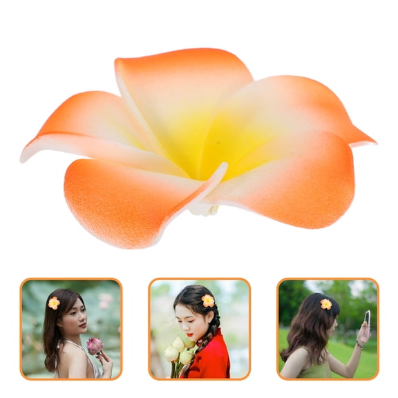 Milisten Tropical Artificial Plumeria Flowers Orange Eva for Beach and Hair 50Pcs