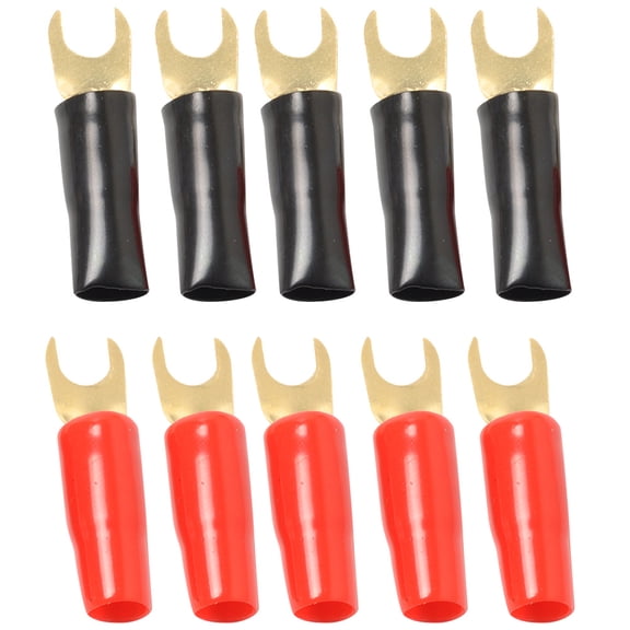 Milisten Crimp Fork Terminals Assorted Color Premium Copper 8Ga Power Ground Wire Connectors 5Pairs