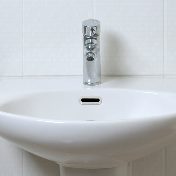 Milisten Bathroom Sink Vent Hole Cover Overflow Drain Covers Silver Plastic 5Pcs