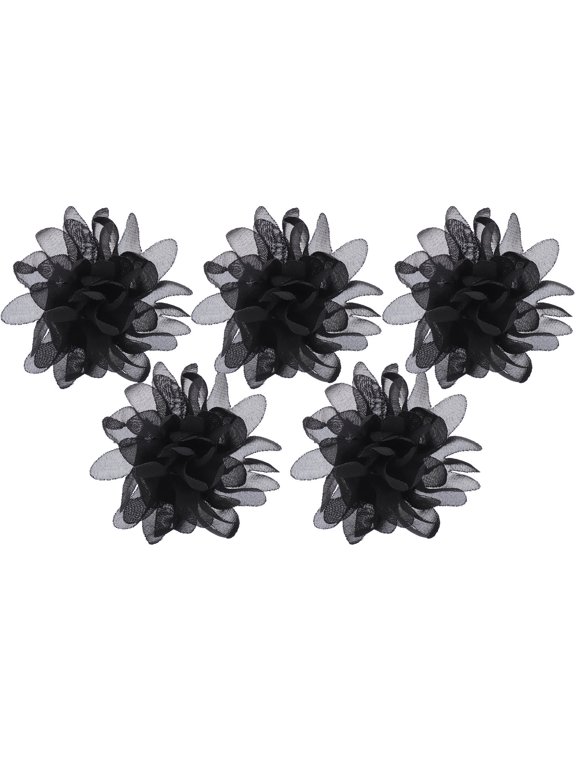 Adjustable Black Silk Floral Rings for Stage Performance and