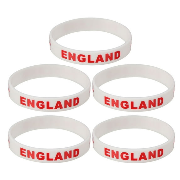 Milisten 5Pcs Silicone Country Flag Wristband White Soft Comfortable for National Team Support
