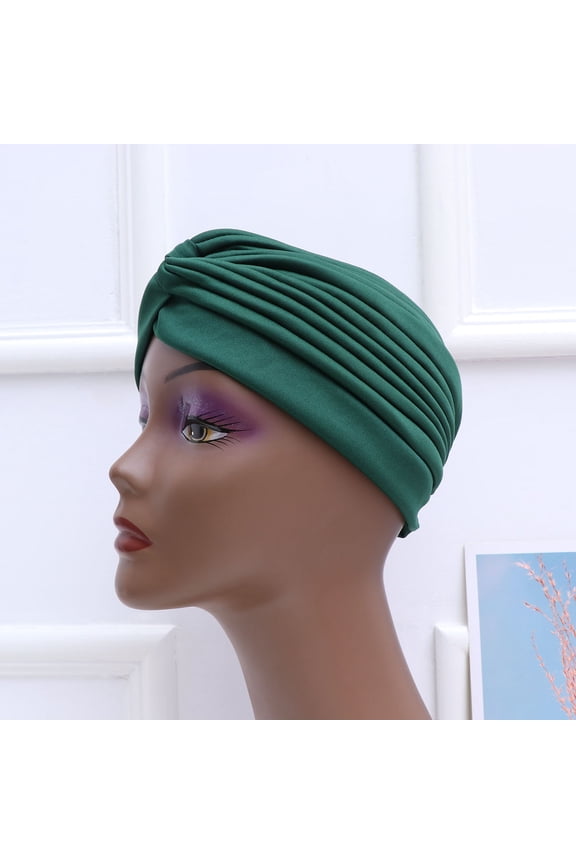 5Pcs Cross Turban Cap Soft Cotton Elastic Headgear Full Coverage Solid Color