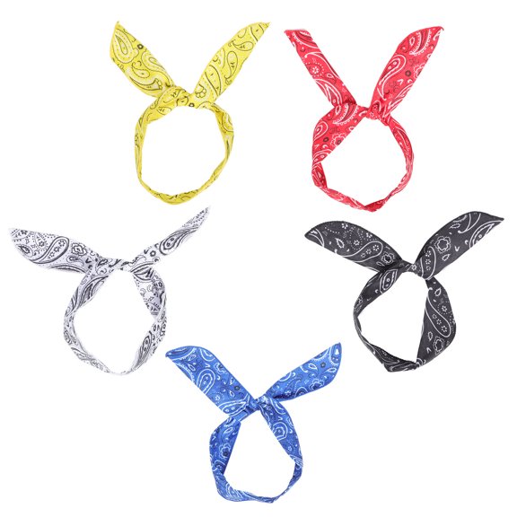 Milisten 5-Pack Multipurpose Wire Headbands with Twisted Bow and Paisley Print, Stylish and Elegant Hair Accessories