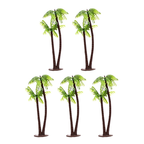 Milisten 5Pcs Fish Tank Decorations Tropical Mini Coconut Palm Tree Plastic Aquarium Decor for Home Decoration