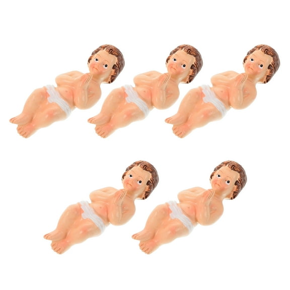Milisten Nativity Collectible Statue Beige Resin Craftsmanship for Decor 5Pcs