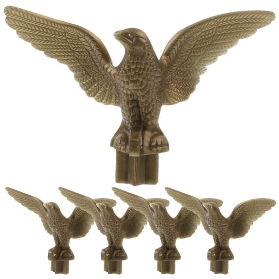 Milisten 5Pcs Plastic Eagle Head Flagpole Topper Weatherproof Durable Coffee Color for Outdoor Display