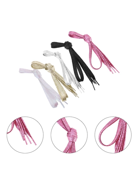 Shiny Flat Shoelaces Assorted Colors Perfect for Female and Youth 5Pcs