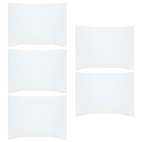 Milisten 5Pcs Tri Fold Poster Board White Corrugated Foldable Display Board for Science Fair and Exhibitions