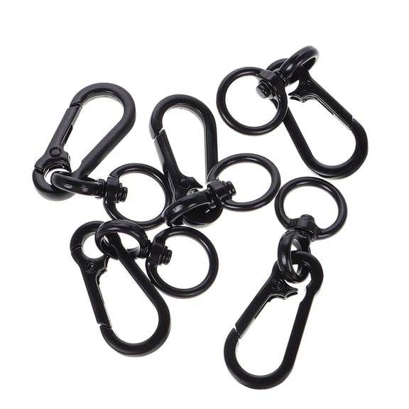 Milisten 5Pcs Zinc Alloy Black Carabiner Clips with Swivel Hook for Backpack and Outdoor Use