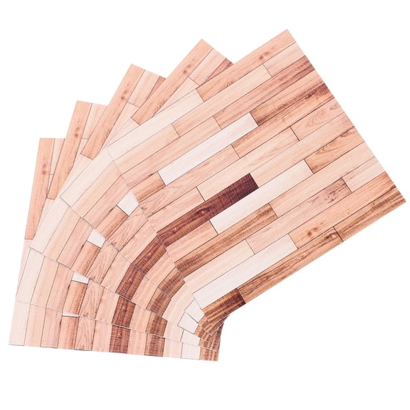 Milisten 5Pcs Dollhouse Floor Sheet Self Adhesive Decorative Wood Grain Pattern Paper