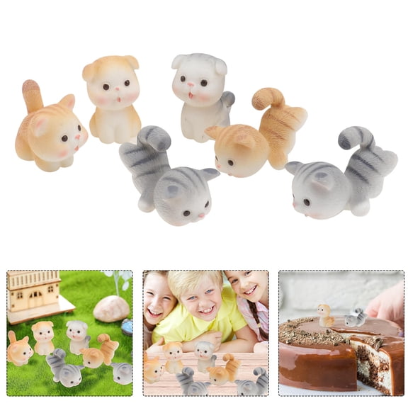 Milisten 6-Piece Mini Resin Kitten Animal Figurines Set, Small Decorative Collectible Figures for Home and Office